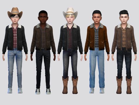 The Sims Resource - Yellowstone Jacket Boys Sims 4 Teen Boy Cc, Sporty Set, Sims 4 Children, Sims 4 Teen, Sims 4 Toddler, Blazer Shirt, Teen Boy, Boys Jacket, Boys Jeans