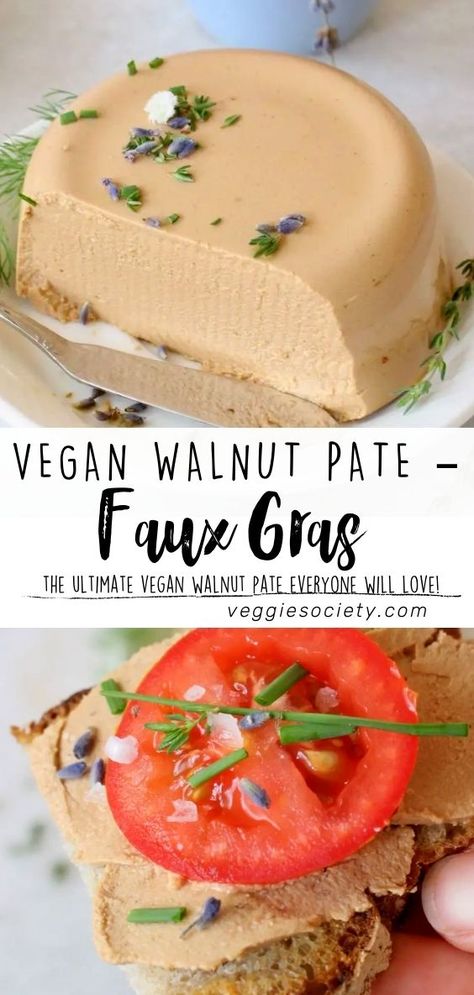 Walnut Pate Vegan, Mushroom Walnut Pate, Healthy Raw Vegan Recipes, Vegan Sous Vide Recipes, Vegetarian Pate Recipe, Vegan Pate Recipes, Vegan Entrees Fancy, Fancy Vegan Recipes, Veggie Pate