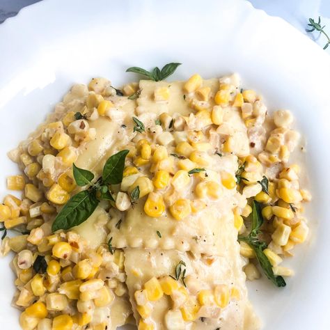 Corn Cream Sauce, Sweet Corn Sauce, Summer Ravioli Recipe, Corn Sauce Creamy, Corn Sauce For Pasta, Corn Sauce, Corn Ravioli, Ravioli With Corn, Corn Ravioli Recipe