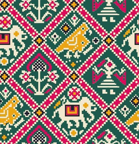 Patola Design Pattern, Bee Drawing Easy, Patola Motifs, Patola Pattern, Patola Design, Patola Print, Dupatta Design, Prints Ideas, Paisley Print Design