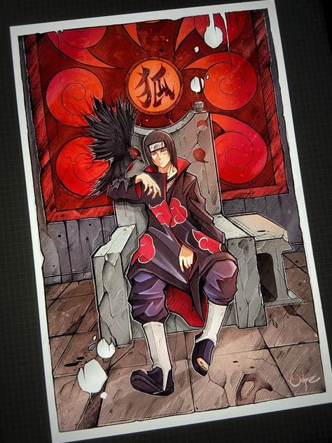 Itachi Uchiha Mangekyo Sharingan, Ochre Fox, Tato Naruto, Anime Canvas Painting, Naruto Painting, Naruto Sketch Drawing, Itachi Uchiha Art, Dragon Ball Painting, Naruto Sketch