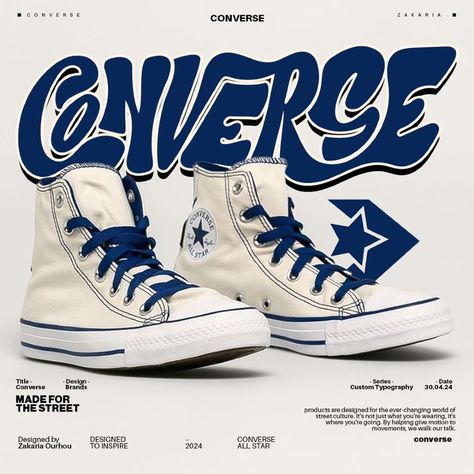 Converse Poster Design, Custom typography Sponsorship Poster Design, Shoe Branding Design, Converse Advertisement, Shoes Poster Design Ideas, Fashion Brand Poster, Sneaker Branding, Shoe Poster Design, Vampire Shoes, Converse Poster