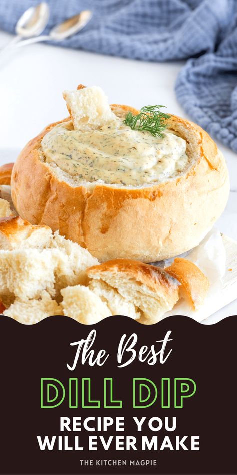 Homemade Dill Dip, Dill Dip Recipe, Dill Dip Recipes, Bread Bowl Recipe, Dill Dip, Delicious Dips Recipes, Delicious Appetizer Recipes, Crowd Pleasing Recipes, Ukrainian Recipes