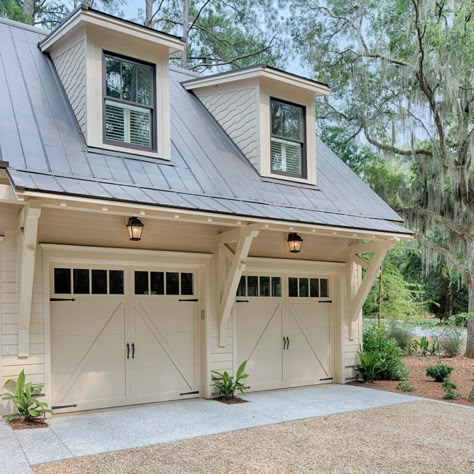 Homes - Traditional - Garage - New York - by The Barn Yard & Great Country Garages | Houzz Tudor Garage, Garage Portico, Build A Shed Door, Lowcountry Cottage, Two Story Garage, Detached Garage Designs, Smart Garage, Garage Build, Farmhouse Garage