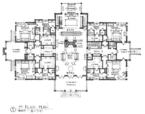 Hunting Lodge Floor Plans, Hunting Lodge Plans, Library Playroom, Lodge Floor Plans, Traditional Architect, Vacation House Plans, Hotel Floor Plan, Architecture Classic, Hall Flooring