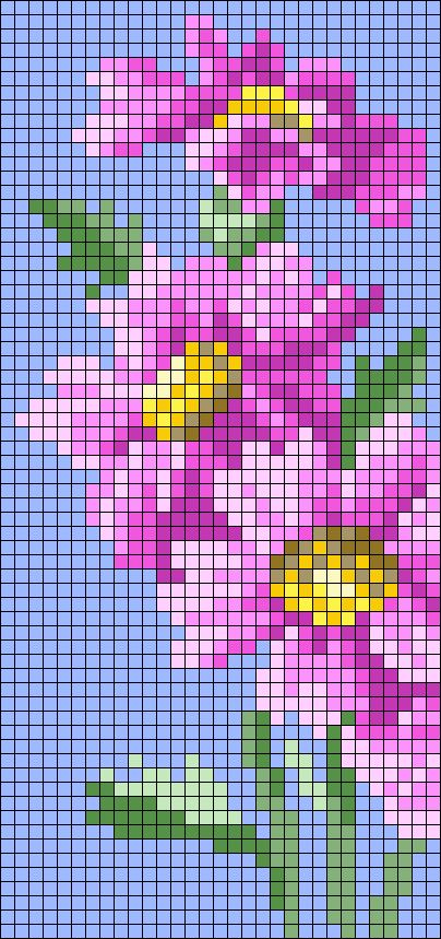 Crochet Graph Patterns Flowers, Flower Graph Pattern, Crochet Flower Graph, Flowers Cross Stitch Pattern, Pixel Flower Pattern, Alpha Patterns Flower, Pixel Art Fleur, Pixel Flower, Pixel Art Flower