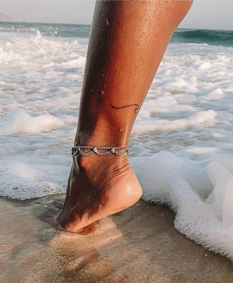 Small wave ankle tattoo 😍 #tattoo #smalltattoo #seatattoo #ankletattoo Ankle Tattoo Wave, Wave Tattoo On Ankle, Wave Leg Tattoo, Outer Ankle Tattoos For Women, Beach Ankle Tattoo, Ankle Wave Tattoo, Outer Ankle Tattoo, Wave Foot Tattoo, Small Wave Tattoos For Women