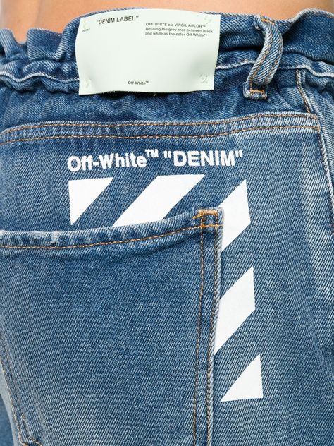 Off-White slim jeans with belted waist - Farfetch Denim Jeans Ideas, Off White Belt, Off White Jeans, Jeans Ideas, Jeans Pocket, Denim Men, Trousers Details, Jean Pockets, White C