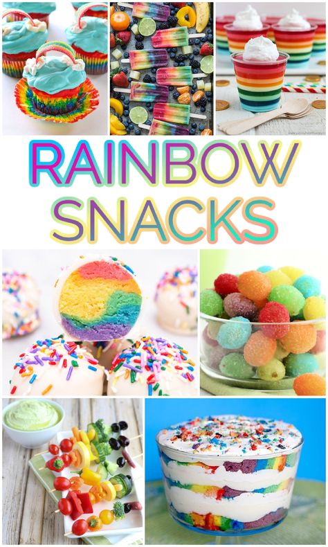 Pastel Rainbow Party Food, Rainbow Snacks Parties, Rainbow Snacks For Kids, Rainbow Birthday Cookies, Rainbow Party Food, Rainbow Foods, Rainbow Cake Pops, Rainbow Sugar Cookies, St Patrick's Day Birthday