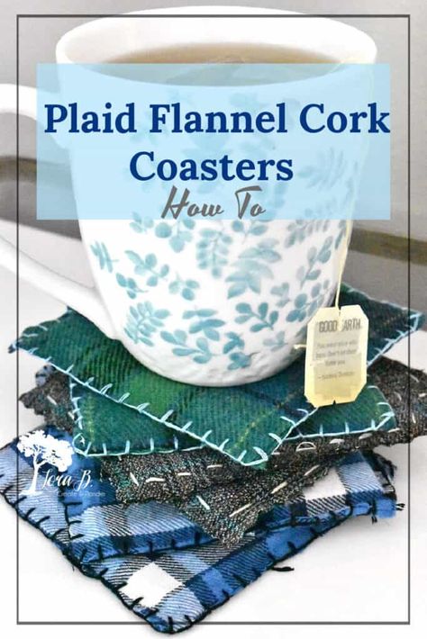 Diy Plaid, Blue Fall Decor, Plaid Diy, Upcycled Projects, Fabric Coasters, Learn Crafts, Diy Coasters, Cork Coasters, No Sew