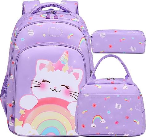 Amazon.com | Jumpopack Unicorn Backpack for Girls School Backpack for Elementary Girls Backpack with Lunch Box Lightweight Water Resistance School Bag Preschool Kids Bookbag,Unicorn Cat | Kids' Backpacks Kids Package Design, Girls School Backpack, Cute School Bags, Stylish School Bags, Unicorn Bag, Girls Backpack, Unicorn Backpack, Wooden Bag, Back To School Bags