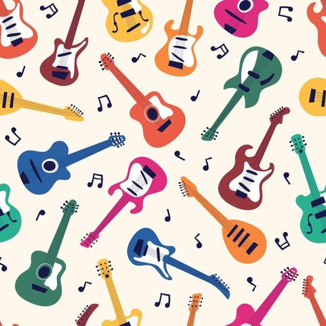 Seamless pattern of guitars. String musical instrument Instrument Background, Music Pattern, Cornhole Boards Designs, Guitar Patterns, Instruments Art, Poetry Ideas, Sparkle Wallpaper, Guitar Pics, Music Drawings