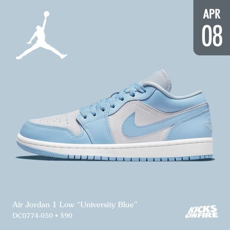 Jordan 1 Low University Blue, Air Jordan 1 Low White, Nike Shoes Girls, Kicks Shoes, All Nike Shoes, Nike Air Shoes, Fashion Shoes Sneakers, Fresh Shoes, Still Waiting