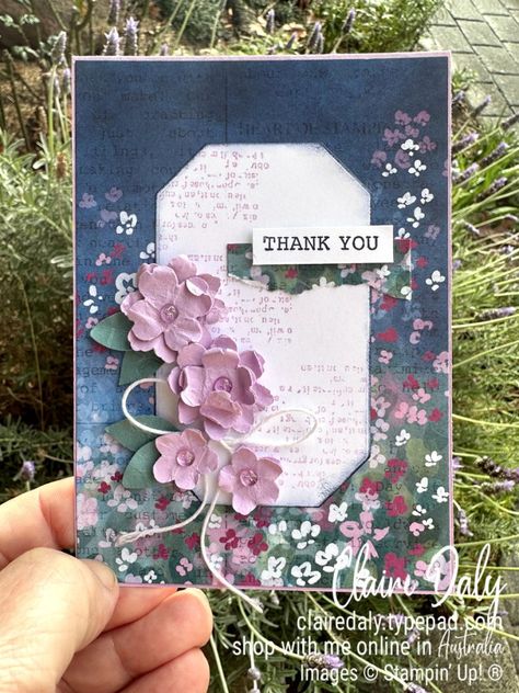 Stampin' Up! Masterfully Made Suite and Petal Park Builder Punch - Claire Daly Creates Stampin Up Petal Park, Petal Park, Bee Birthday Cards, Handmade Thank You Cards, Vintage Birthday Cards, Vintage Birthday, Punch Cards, Stamping Up Cards, Stamping Up