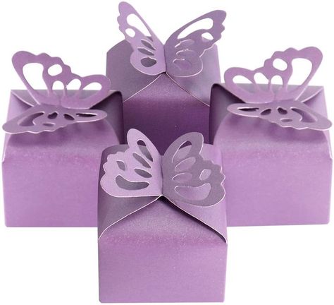 Simple and adorable Butterfly Wedding Favors, Butterfly Favors, Butterfly Baby Shower Theme, Pearl Purple, Baby Shower Candy, Color Butterfly, Candy Gift Box, Butterfly Baby Shower, Butterfly Party