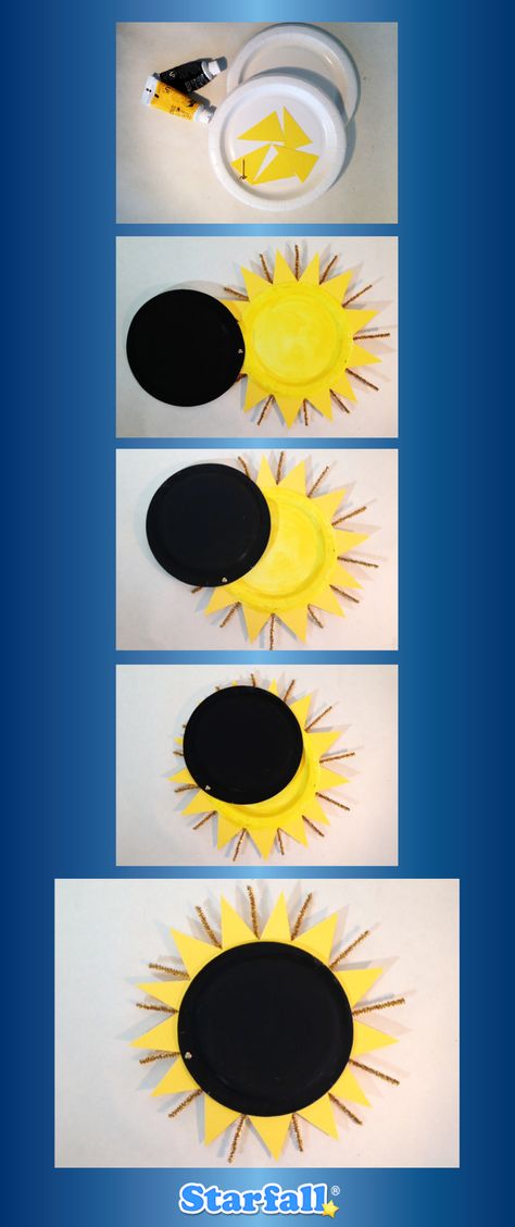 Movable eclipse craft for kids. Solar Eclipse Art Elementary, Solar Eclipse Diy Decorations, Eclipse Party Ideas Decoration, Solar Eclipse Arts And Crafts, Solar Eclipse Crafts For Kids 2024, Easy Eclipse Craft, Solar Eclipse Craft Ideas, Total Solar Eclipse Activities, Paper Plate Eclipse Glasses