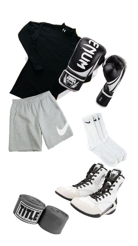 Boxing Outfit Men, Boxing Collage, Muay Thai Shorts Outfit, Mma Outfit, Workout Gym Aesthetic, Boxing Outfit For Women, Boxing Outfits, Boxing Outfit, Boxing Clothes