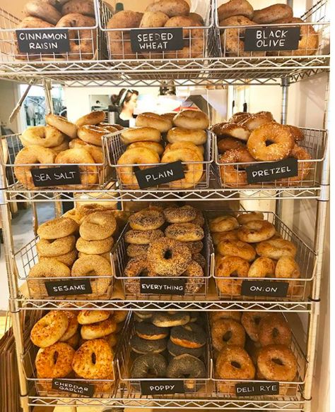 Bagelsaurus Bagel Shop Aesthetic, Bagel Stand, Bagel Display, Bagel Store, Baking Snacks, Platter Ideas, Homemade Bagels, Bagel Shop, Cafe Shop Design