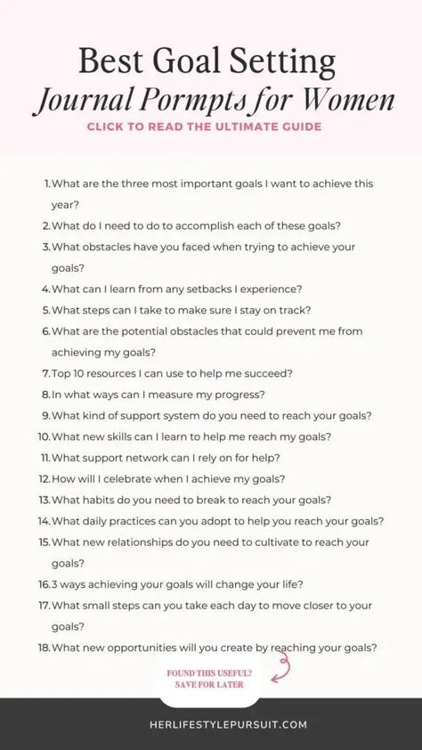 100 Goal Setting Journal prompts for women. You'll find a list of gratitude journal prompts, self-discovery journal prompts, and self-love and goal-setting questions to ask yourself. Journal prompts | Journal prompts for women | Gratitude journal prompts | Journal prompts for women | Journal writing prompts | Self acre bullet journal prompts | Daily journal prompts | Daily affirmations | Empowerment Questions To Ask Yourself Journal, Women Journaling, Journal Prompts For Women, Journal Prompts Gratitude, Goal Setting Journal, Journal Prompt Ideas, Journal Prompts Daily, Journal Ideas Writing, Bullet Journal Prompts