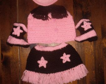 crochet pattern for cowgirl outfit | Baby Cowgirl Photo Prop Set Newborn to 24 Months ... Crochet Cowboy Boots, Baby Cowgirl Outfits, Crochet Cowboy Hats, Baby Cowgirl, Cowboy Crochet, Crochet Baby Photo Prop, Crochet Photo Props, Baby Kostüm, Cowgirl Outfit