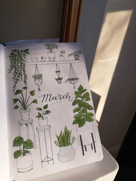 Bullet journal with green leaf plant theme Amanda Rach Lee, Bullet Journal Contents, March Bullet Journal, Bullet Journal Work, Habit Tracker Bullet Journal, Journal Design Ideas, Bullet Journal Design, Bullet Journal Paper, Bullet Journal Diy