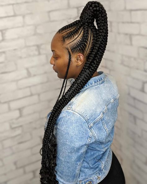 Top braided hairstyles for women in 2025 featuring stitch lines, cornrows, knotless braids and more. Stitch Lines Hairstyle, Feed Braids, Lines Hairstyles, Feed In Braids Ponytail, Cutest Hairstyles, Cornrow Ponytail, Feed In Braids, Braids Ponytail, Natural Braided Hairstyles