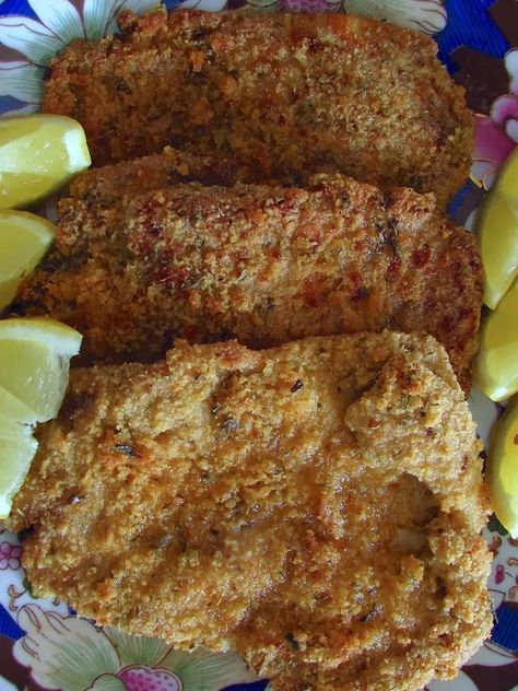 Easy Breaded Pork Steak (baked) Recipe | Food From Portugal Oven Fried Pork Steaks, Breaded Pork Steaks, How To Cook Pork Steaks In The Oven, Baked Pork Steaks In Oven, Pork Steak Recipes Oven Baked Easy, Pork Steak Recipes Oven, Pork Steak Oven, Cooking Pork Steaks, Pork Shoulder Steak Recipes