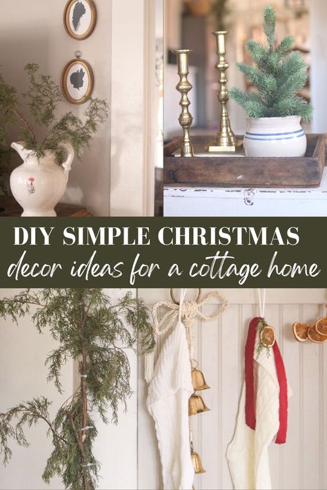 cottage style decor Christmas Decorations Simple, Simple Christmas Trees, Snowflakes Craft, Diy Vintage Christmas, Vintage Christmas Decor Ideas, Simple Cottage, Snowflake Craft, Cottage Style Home, Christmas Tours