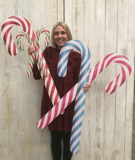 Giant 2D MDF Candyland Wonka Christmas Candy Cane Decoration - Etsy UK Wonka Christmas, Giant Candy Cane, Christmas Candy Cane Decorations, Diy Christmas Candy, Christmas Candy Canes, Candy Cane Decorations, Colourful Christmas, Large Floral Arrangements, Giant Candy