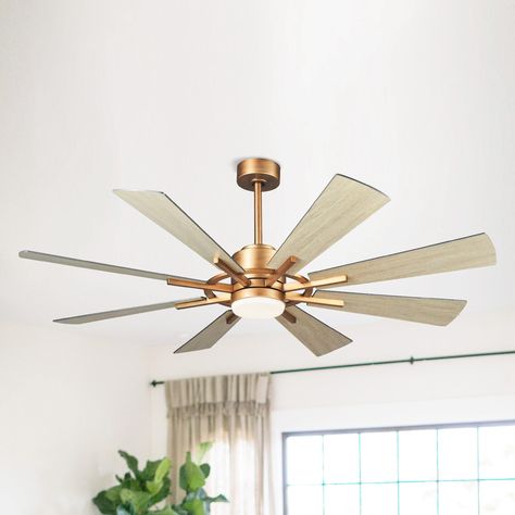 WINGBO 54" and 64" 5 ABS Blades DC Motor Indoor Ceiling Fan with Light & Remote - On Sale - Bed Bath & Beyond - 38283607 Ceiling Fan No Light Living Room, French Farmhouse Ceiling Fan, Wood Ceiling Fans With Light, Indoor Ceiling Fans With Lights, Ceiling Fans For Bedroom, Beautiful Ceiling Fan, Primary Bedroom Ceiling Fan, Living Room Ceiling Fan With Light, Pretty Ceiling Fan