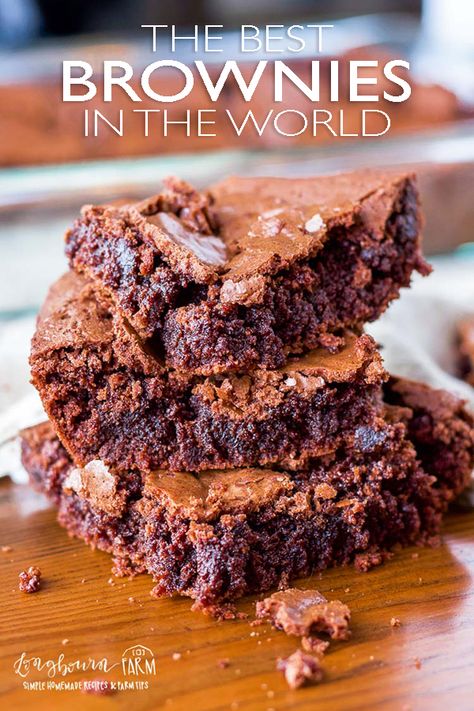 Get the best brownie recipe from scratch! Chewy in the middle, crinkly tops, and perfect chocolatey flavor. Easy homemade brownies that hit every mark! #dessert #brownies Home Made Brownies From Scratch, Easy Homemade Desserts From Scratch, Brownie Recipe From Scratch, Homemade Brownies From Scratch, Easy Homemade Brownies, The Best Brownie Recipe, Chocolate Chip Cake Recipe, Homemade Brownies Easy, The Best Brownies