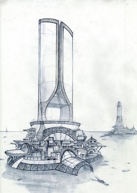 Futuristic Architecture Concept Sketch, Architecture Drawing Futuristic, Futuristic Architecture Sketch, Futuristic Architecture Drawing, Futuristic Drawings Sketch, Futuristic Sketches, Futuristic Architecture Concept, Tekken 2, Architecture Art Nouveau