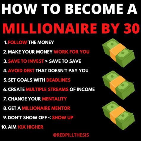 Informative picture with 10 steps on how to become a millionaire How To Become A Trillionaire, Millionaire Night Routine, How To Become A Billionaire, How To Become A Millionaire, Millionaire Ideas, Business Quotes Inspiration, Rich Things, Become Millionaire, Billionaire Sayings