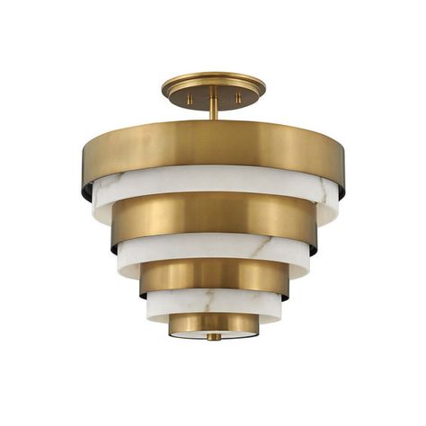 Transitional Mid Century Modern, Heritage Brass, Warm Color Schemes, Tier Chandelier, 3 Light Chandelier, Foyer Pendant, Hinkley Lighting, Semi Flush Ceiling Lights, Led Stripes