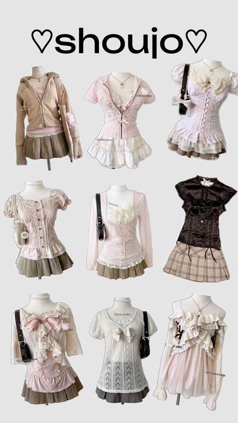 #cute #shoujo #clothes #fashion #cutecore Outfit Inspo Cutecore, Shojo Style Clothes, Summer Shojo Outfits, Shoujo Style Outfits, Shoujo Girls Outfits, Shoujo Style Clothing, Shoujo Inspired Outfits, Shojo Outfit Ideas, K 12 Inspired Outfits