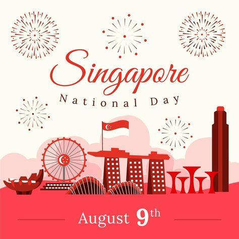 Singapore national day illustration Free Vector Singapore National Day Decoration Ideas, National Day Singapore, National Day Poster, Happy 58th Birthday, Singapore National Day, Holiday In Singapore, Festive Poster, Random Idea, 2023 Wallpaper