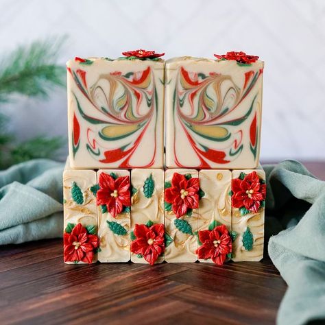 Mandy Welch on Instagram: "Check out the swirly swirls on these Christmas Cheer bars! Available in the shop right now! . . . #soapmaker #skincare #piping #handmade #handmadeisbest #artisansoap #soapmaking #cottagecore #naturalskincare #coldprocess #artisanalsoap #floral #coldprocesssoap #decor #soapshare #artistsofinstagram #bathroomdecor #holiday2022 #giftgiving #stockingstuffer #holidaysoap" Christmas Cold Process Soap, Christmas Soap Ideas, Christmas Soaps, Soap Art, Dessert Soap, Pineapple And Coconut, Holiday Soap, Christmas Soap, Soap Ideas