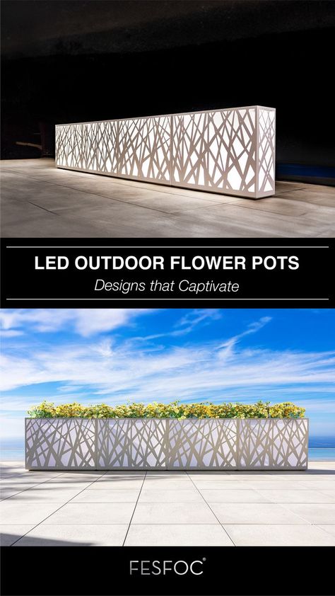 Luxury Planters, illuminated flower pots, flower pot with led light, high-end planters, outdoor planter. Luxury Planters, Light Planters, Jungle Flowers, Flower Pot Design, Flower Pots Outdoor, Outdoor Planter, Outdoor Flowers, Pot Designs, Patio Lighting