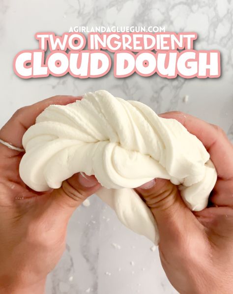 Two ingredient cloud dough Hibernation Preschool Theme, Cloud Dough Recipes, Sands Recipe, How To Make Clouds, Easy Slime Recipe, Cloud Craft, How To Thicken Sauce, Cloud Dough, Two Ingredient