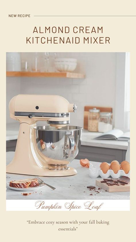 Almond Cream KitchenAid Mixer: A stylish and versatile kitchen appliance in a creamy almond hue, perfect for mixing and blending in any culinary adventure Kitchenaid Artisan Stand Mixer, Williams Sonoma Kitchen, Artisan Kitchen, Tilt Head, Kitchenaid Artisan, Kitchenaid Stand Mixer, Head Stand, Almond Cream, Stainless Steel Bowl