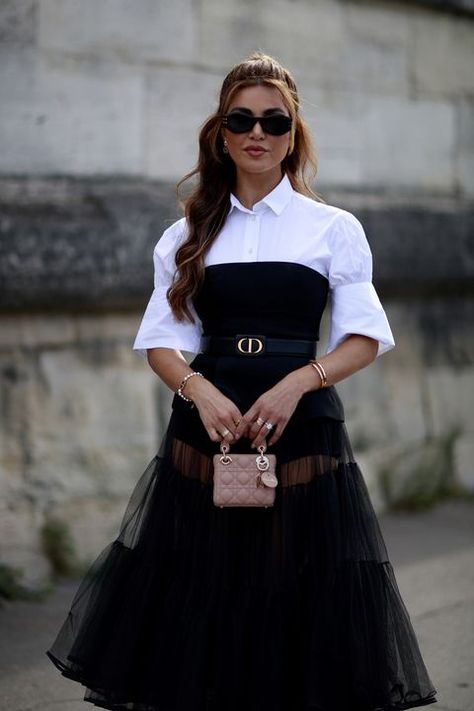 Tulle Skirts Outfit, Fashion Week Dresses, Casually Chic, Professional Outfits Women, Moda Paris, Black And White Dress, African Print Fashion Dresses, Paris Street, African Print Fashion