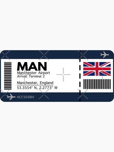 " MAN Manchester Airport Boarding Pass Ticket" Sticker for Sale by Will-273 | Redbubble Uk Flight Ticket, Airport Ticket, Airport Tickets, Ticket Sticker, Manchester Airport, Plane Ticket, London Aesthetic, Manchester England, Flight Ticket