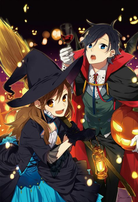 Happy Halloween! 2016 Manga Halloween, Miyamura Horimiya, Horimiya Miyamura, Hori San, Anime Halloween, Manga Couple, Shoujo Manga, Anime Wall Art, Manga Covers