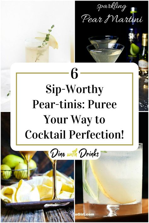 Collage of 4 pear puree cocktails. Pear Martini, Pear Cocktails, Pear Puree, Perfect Cocktails, Mixology, Cocktail Recipes, Happy Hour, To Miss, Are You Happy