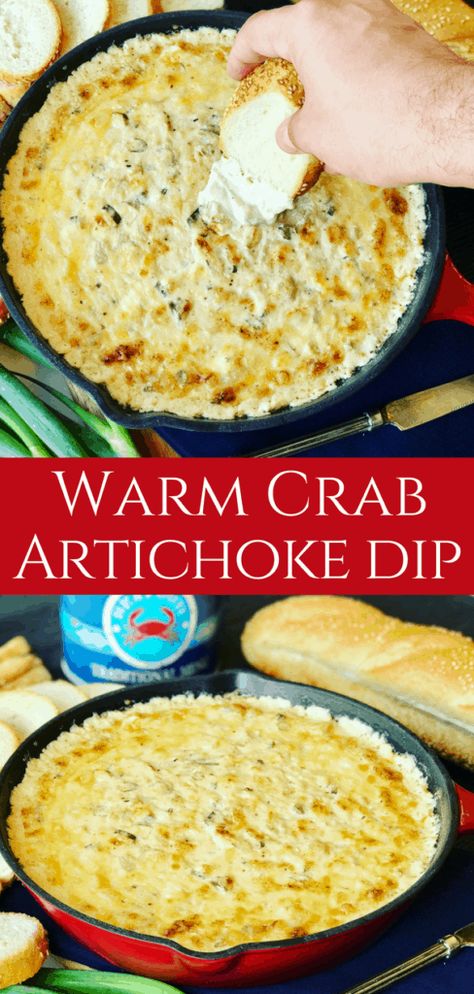 Appetizer For Party, Crab Artichoke Dip, Warm Crab Dip, Crab And Artichoke Dip, Crab Appetizer, Baked Crab, Seafood Dip, Baked Dips, Hot Crab Dip