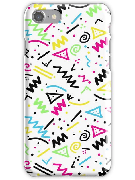 Retro 80's 90's Neon Pink Green Blue Yellow Doodle iPhone 7 Snap Case 90s Pattern, Doodle Designs, Doodle Sketch, Doodle Patterns, Postcard Size, Paper Texture, Neon Pink, Doodle Art, Blue Yellow