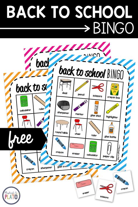 First Day Of School Games Preschool, Back To School Party Games, First Day Of School Games, First Day Of School Games Elementary, Games For The First Day Of School, First Day Of School Games First Grade, Back To School Games, Back To School Bingo, Back To School Bingo Free Printable