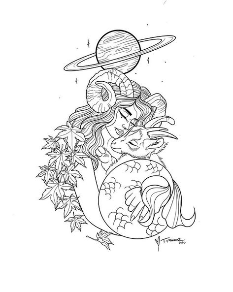 Capricorn Mermaid Tattoo, Ruled By Saturn, About Capricorn, Cute Thigh Tattoos, Saturn Tattoo, Sea Goat, Cowgirl Tattoos, Capricorn Art, Tarot Card Tattoo