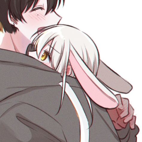 Bunny X Wolf Anime, Bunny And Wolf Matching Pfp, Wolf And Bunny Couple, Bunny Couple Pfp, Cat And Bunny Matching Pfp, Matching Easter Pfp, Autumn Matching Pfp Couple, Kawaii Matching Pfp Couple, Wolf X Bunny