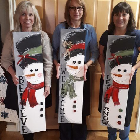 Snowmen Paintings On Wood, Painting A Snowman On Wood, Snowman Porch Leaner, How To Paint A Snowman, Snowman Signs Wooden, Painted Snowman On Wood, Cute Snowman Painting, Snowman Painting On Wood, Snowman Board